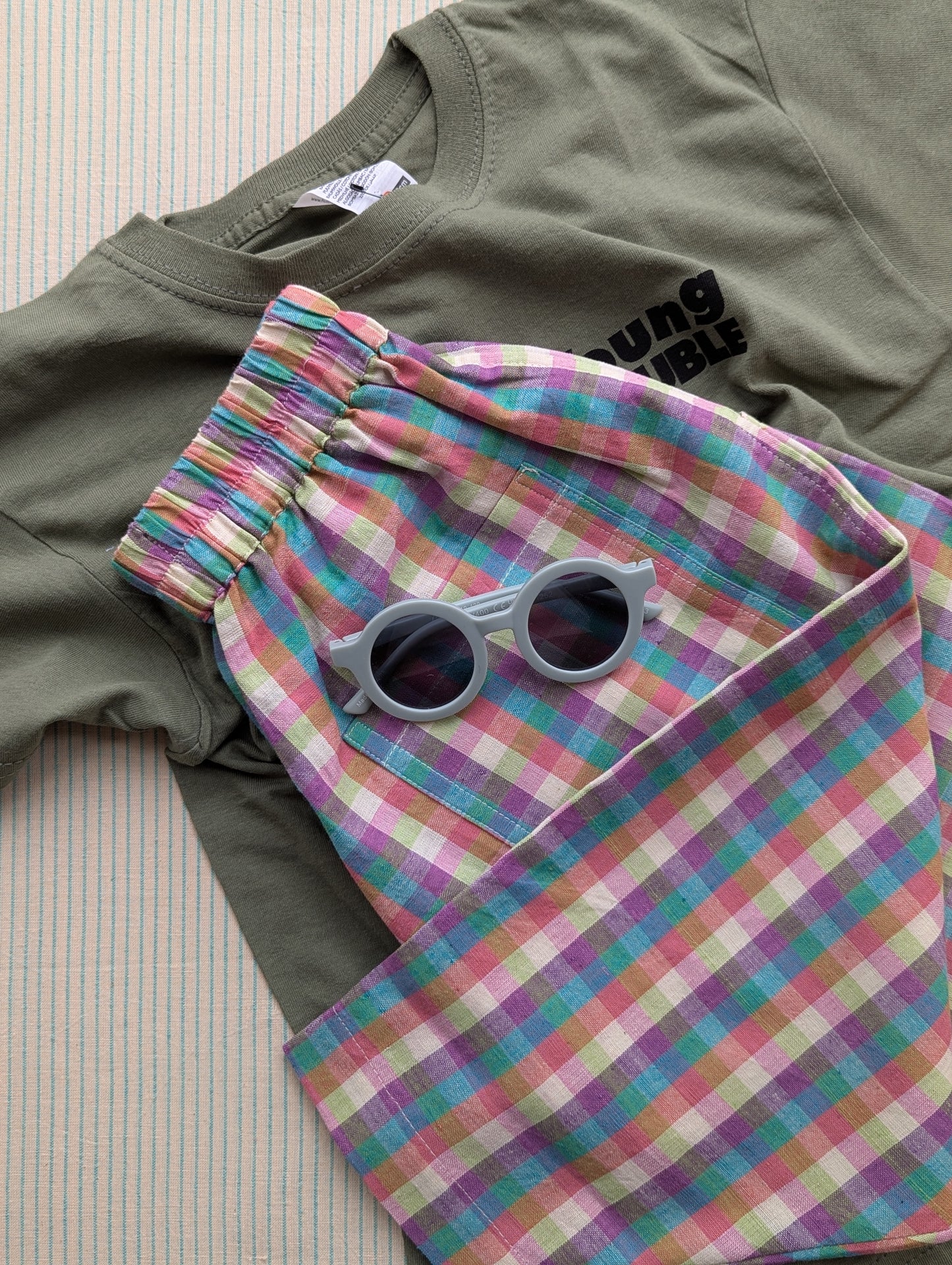 Summer Berry Checks Kurma Kids Trousers