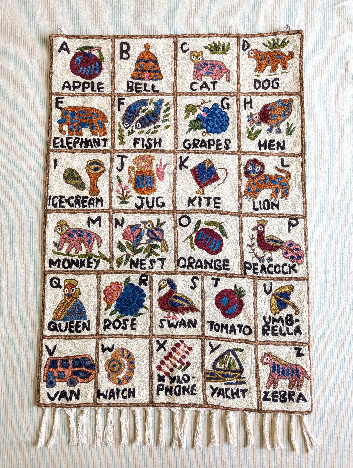 Tapestry Hand Crewel Embroidery ABC - 'Bhuri'