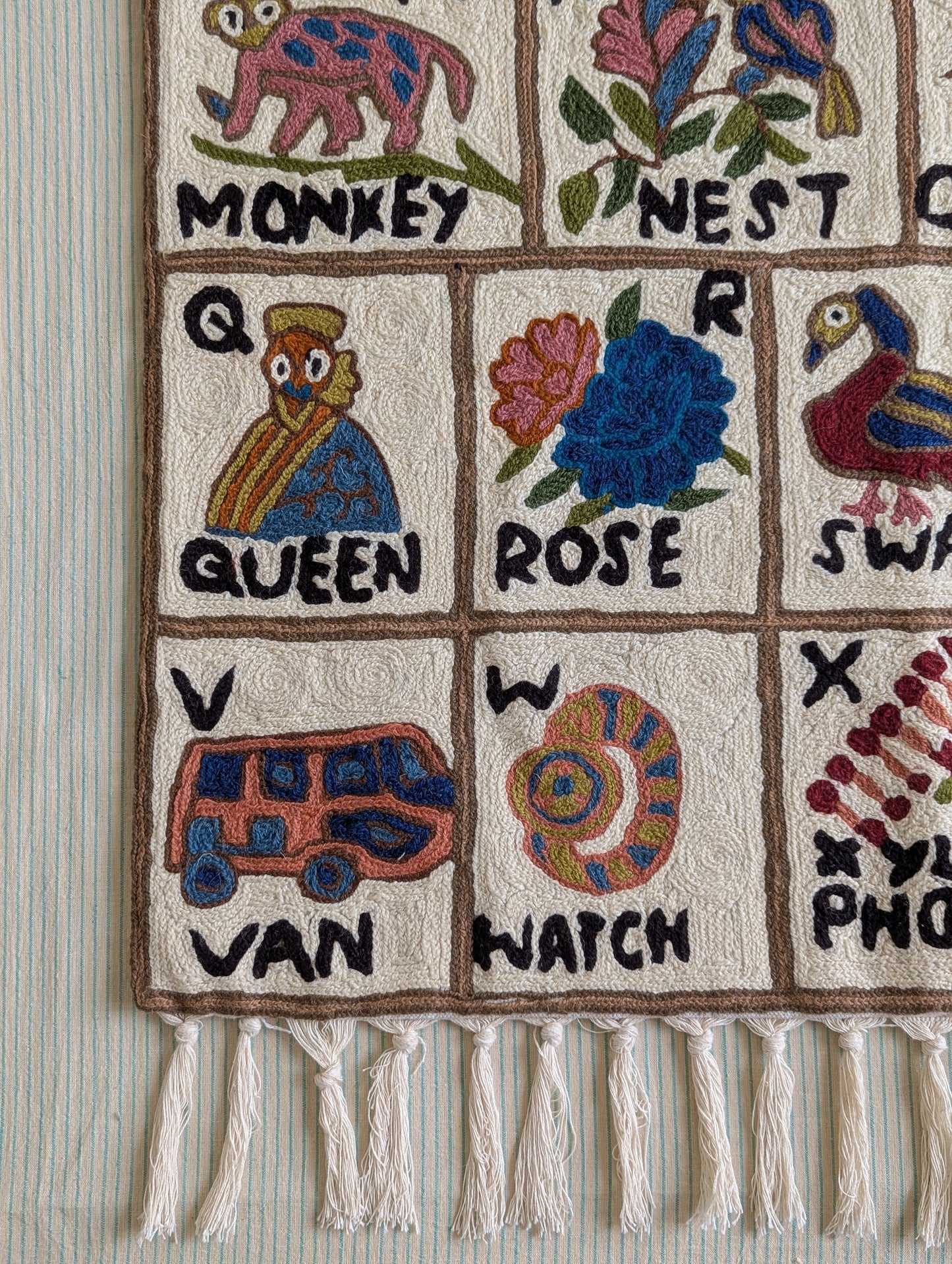 Tapestry Hand Crewel Embroidery ABC - 'Bhuri'