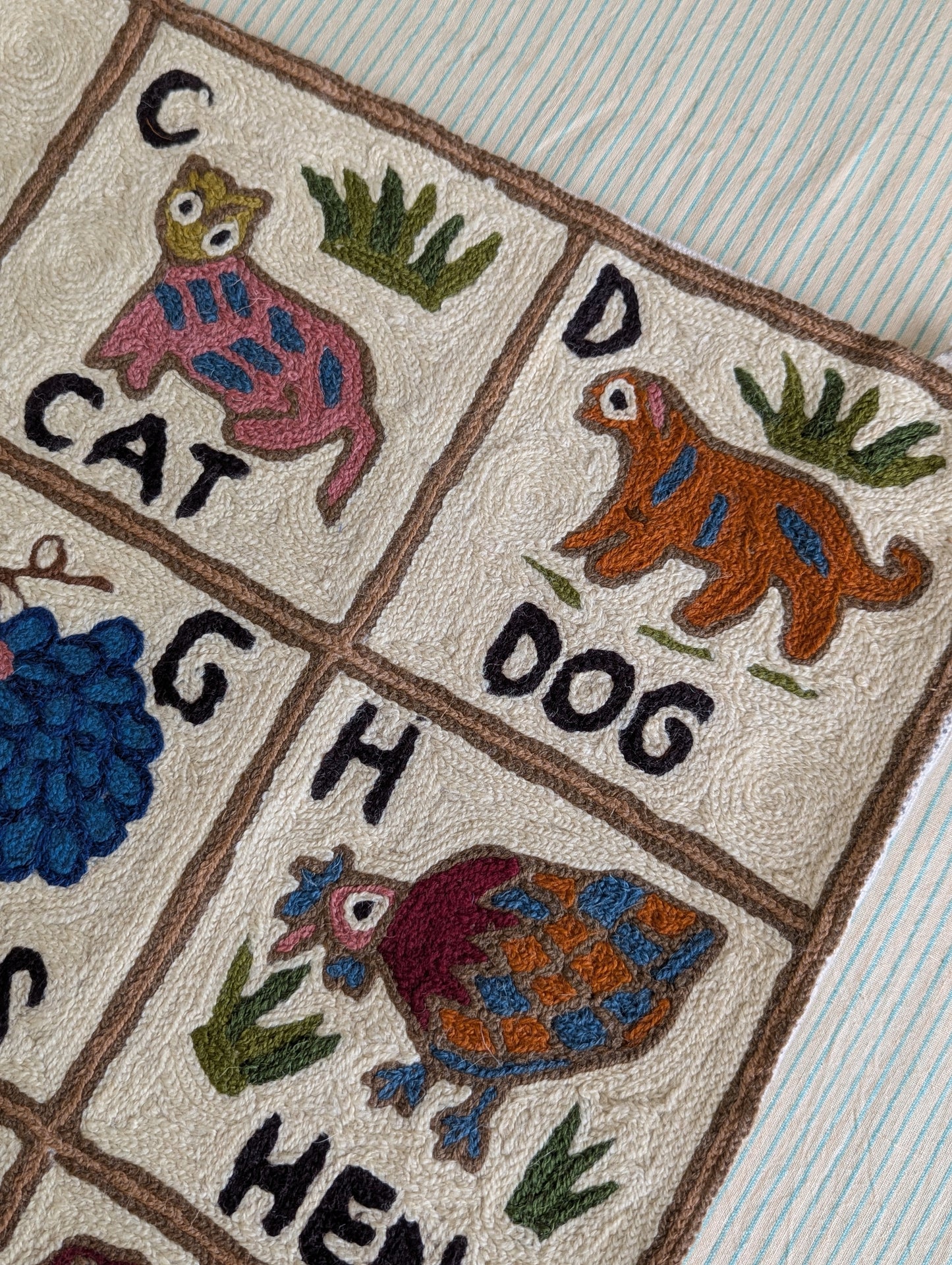 Tapestry Hand Crewel Embroidery ABC - 'Bhuri'