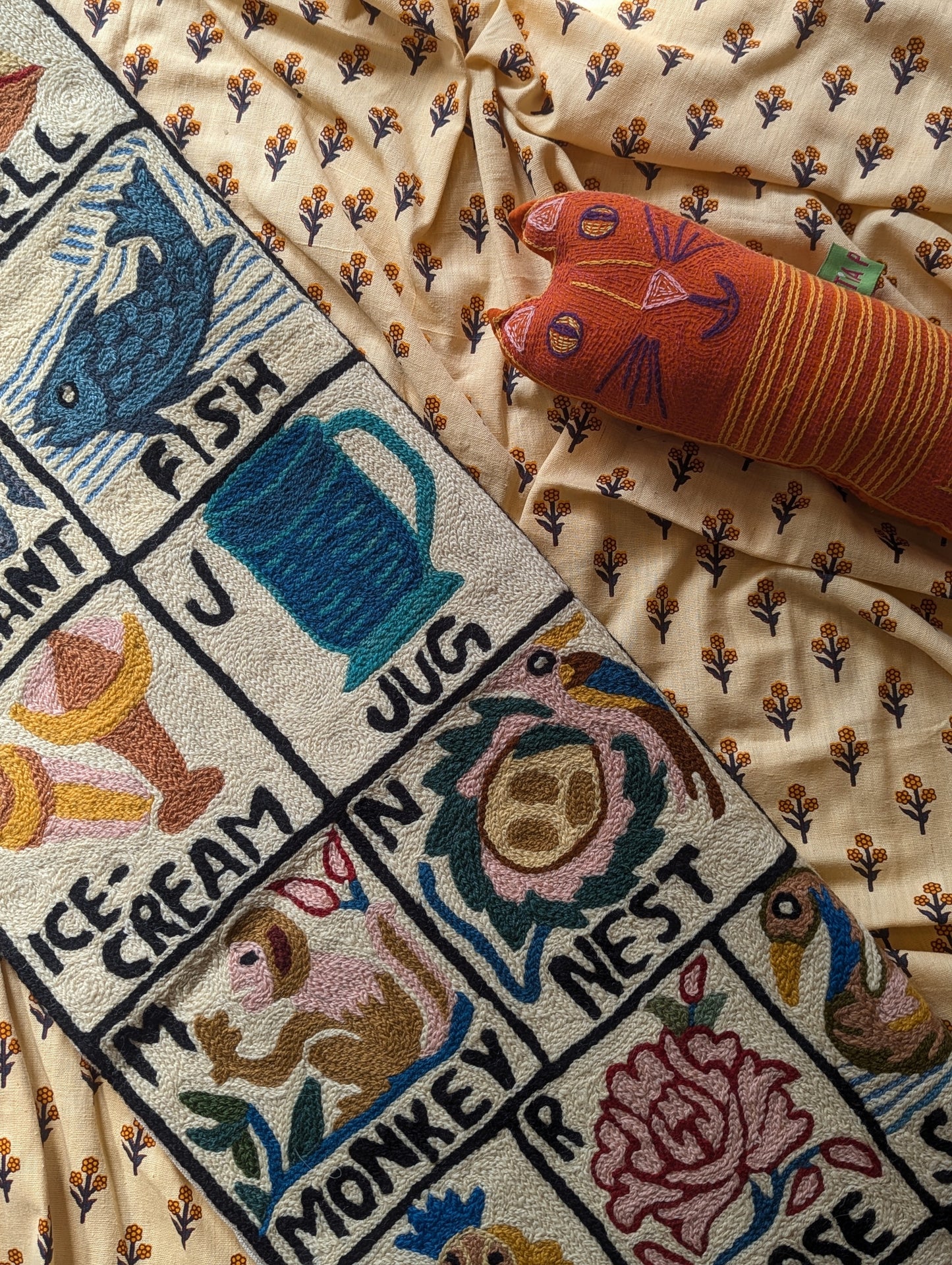 Tapestry Hand Crewel Embroidery ABC - 'Sunehri'