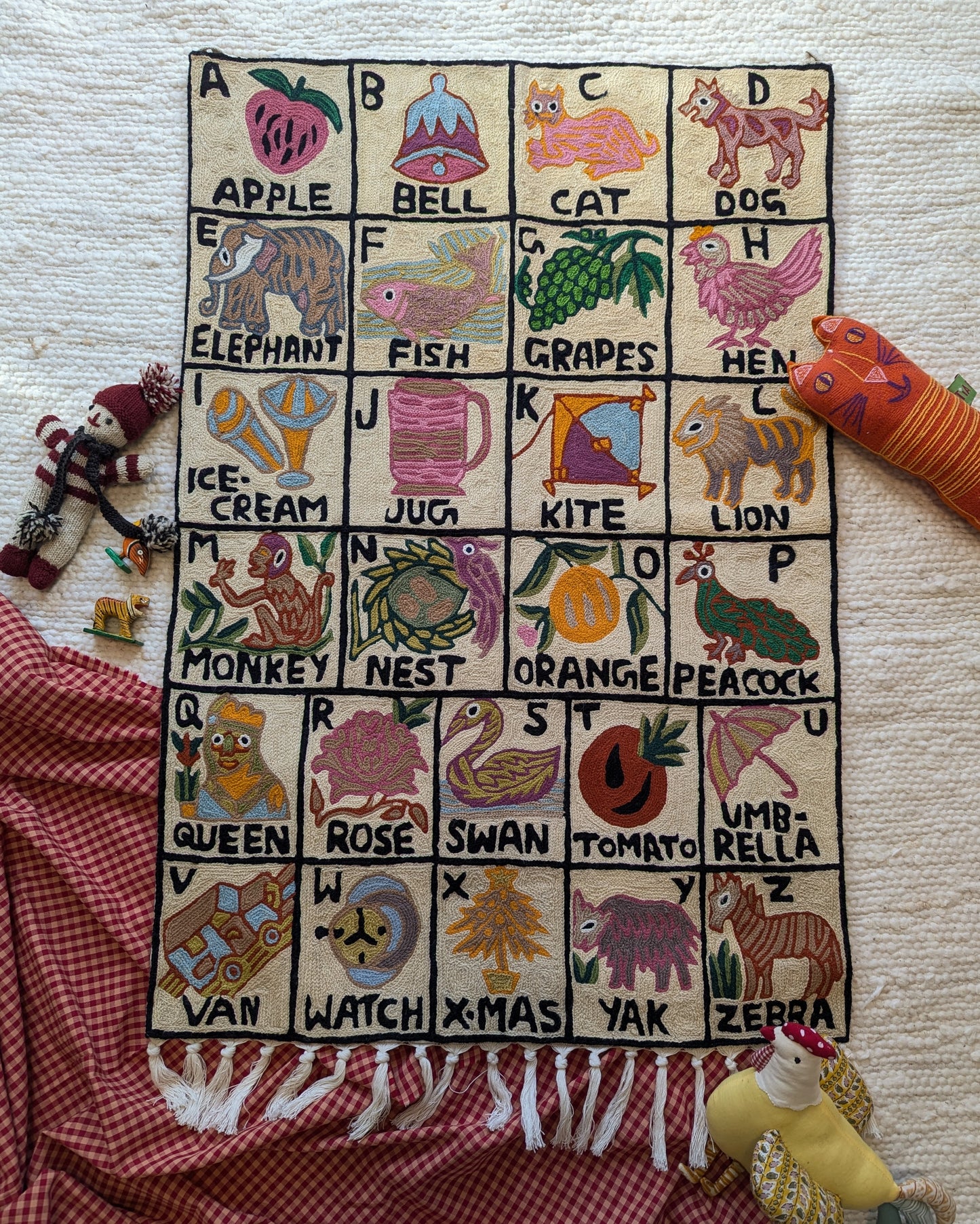 Tapestry Hand Crewel Embroidery ABC - 'Gulabi'