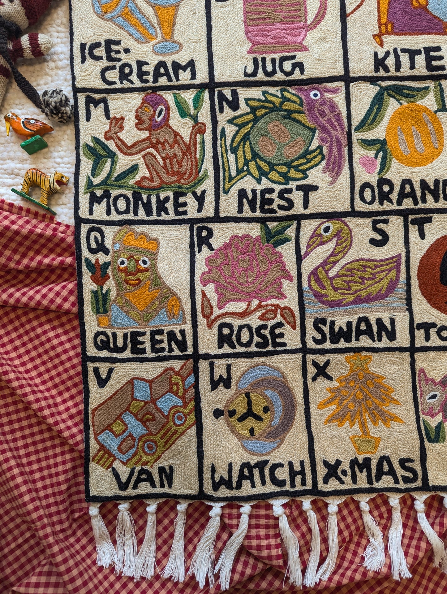 Tapestry Hand Crewel Embroidery ABC - 'Gulabi'