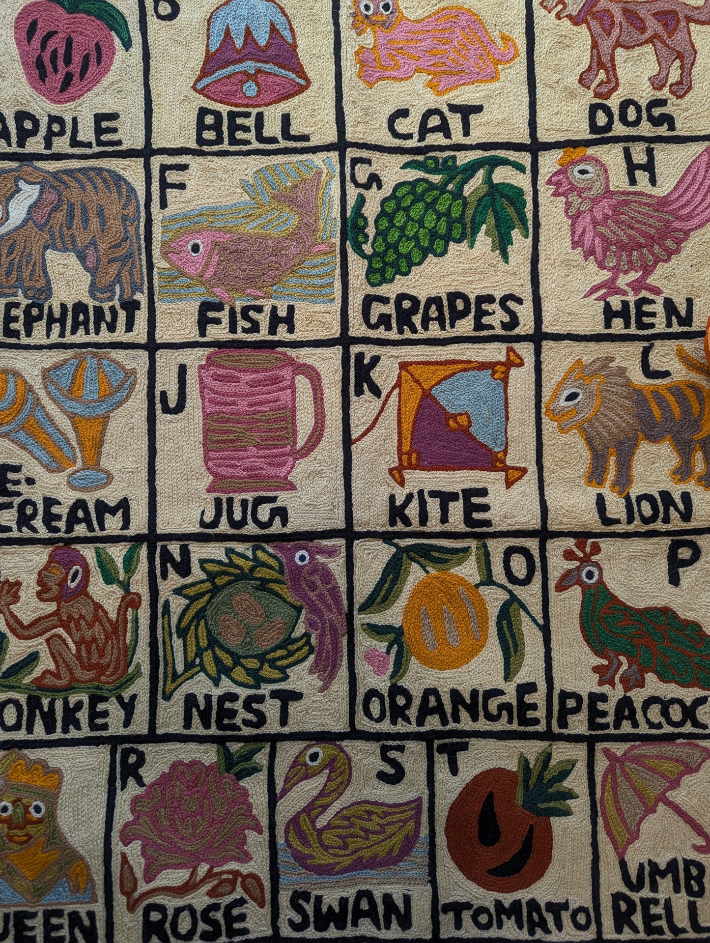 Tapestry Hand Crewel Embroidery ABC - 'Gulabi'