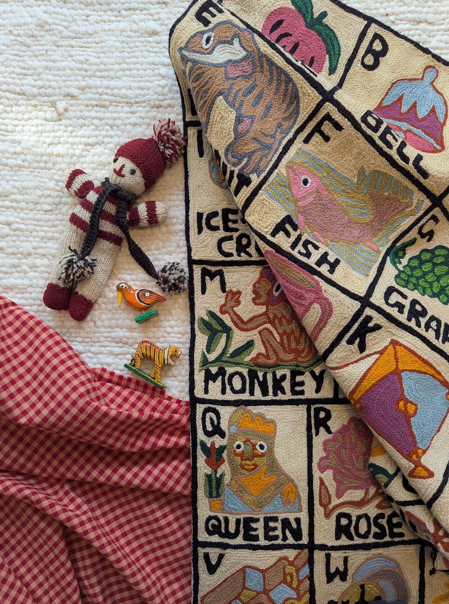 Tapestry Hand Crewel Embroidery ABC - 'Gulabi'