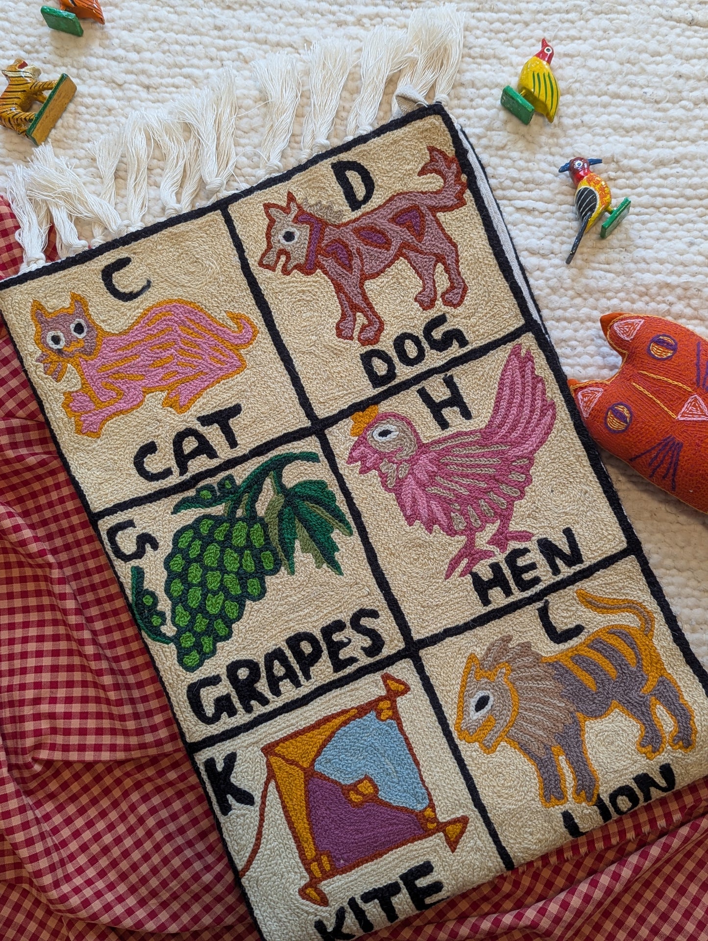 Tapestry Hand Crewel Embroidery ABC - 'Gulabi'