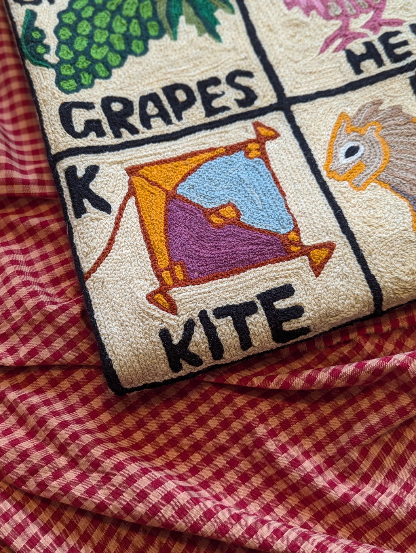 Tapestry Hand Crewel Embroidery ABC - 'Gulabi'