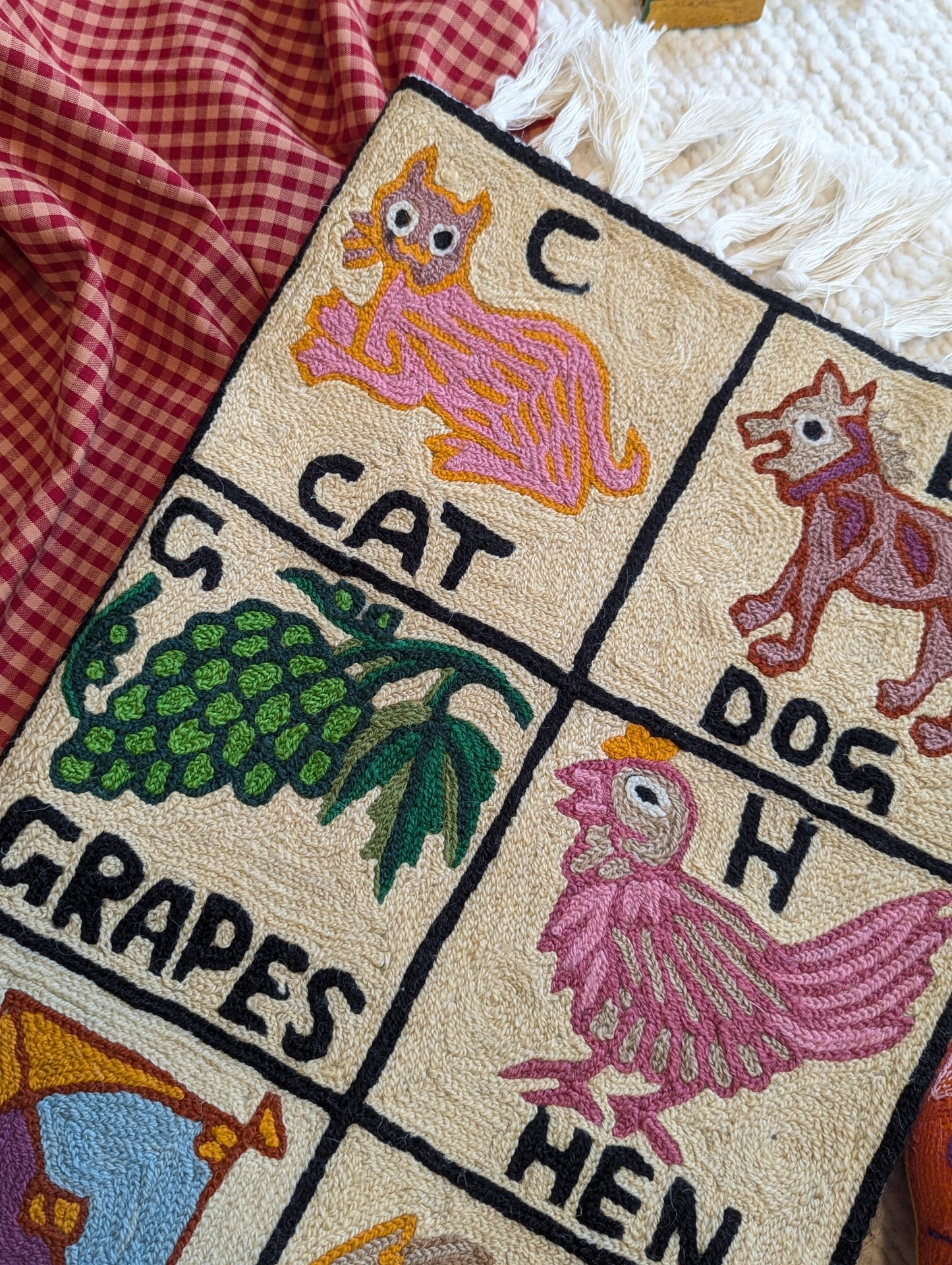 Tapestry Hand Crewel Embroidery ABC - 'Gulabi'