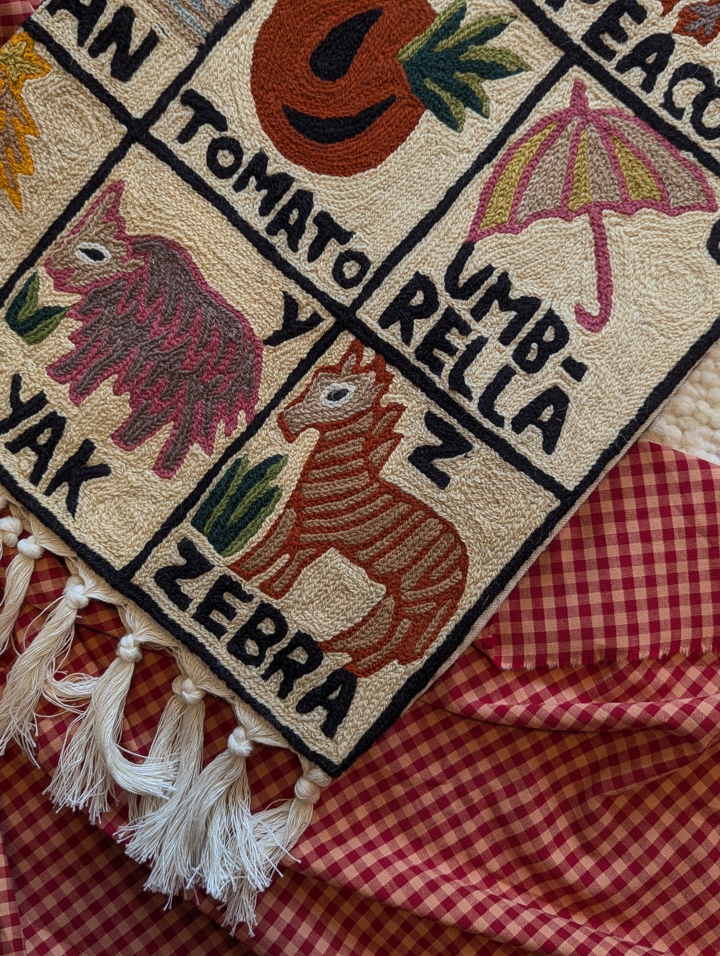 Tapestry Hand Crewel Embroidery ABC - 'Gulabi'