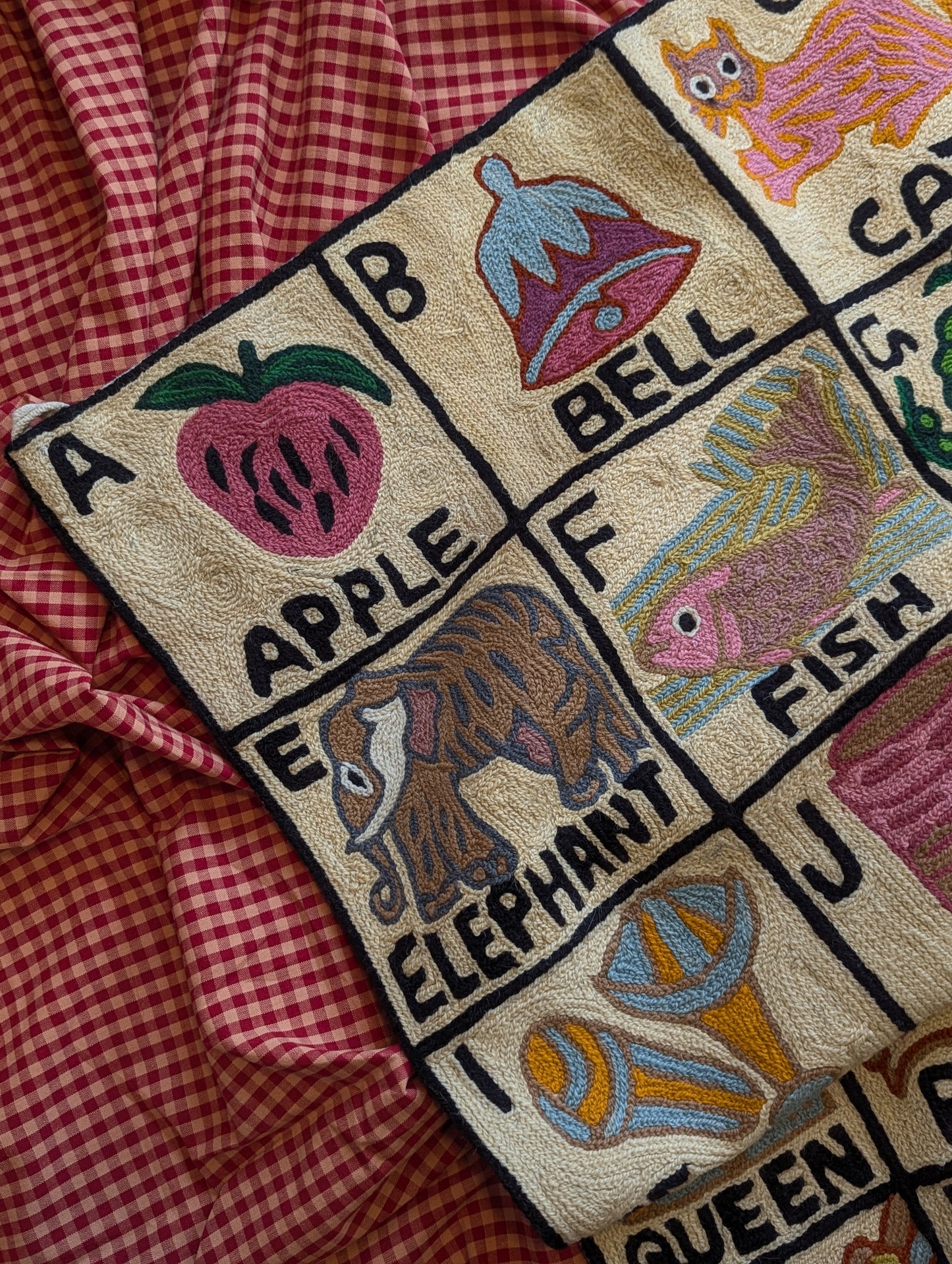 Tapestry Hand Crewel Embroidery ABC - 'Gulabi'