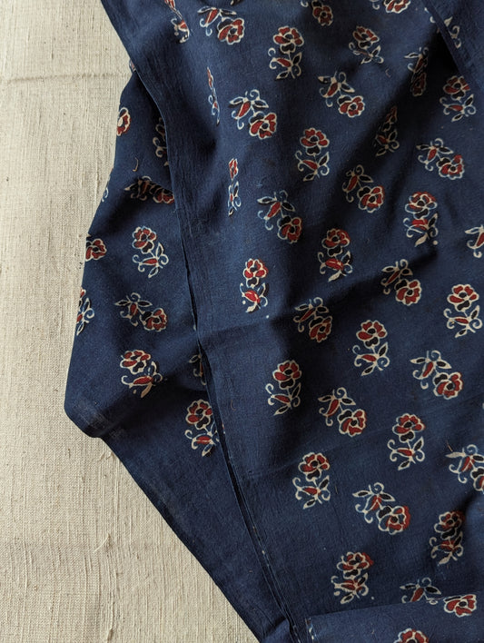 Kalamkari Fabric - Indigo Buti