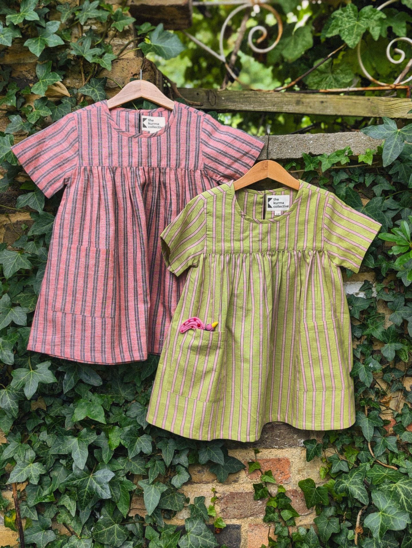 Matcha Stripes Kurma Kids Dresses