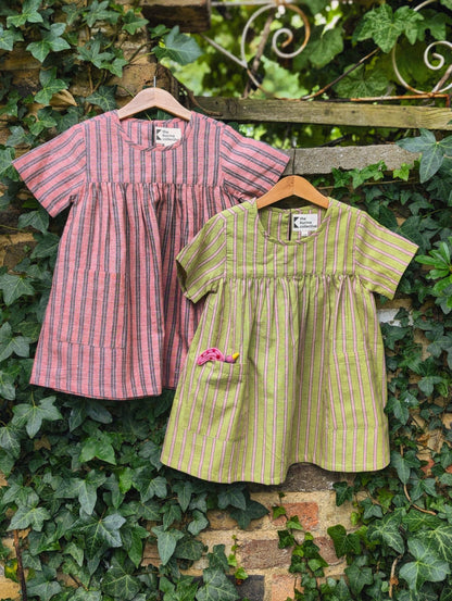 Matcha Stripes Kurma Kids Dresses