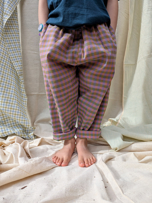 Jamun Checks Kurma Kids Trousers