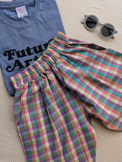 Summer Berry Checks Kurma Kids Trousers