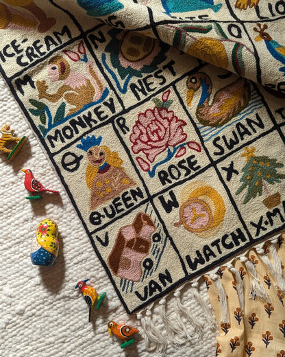 Tapestry Hand Crewel Embroidery ABC - 'Sunehri'