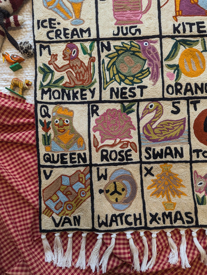 Tapestry Hand Crewel Embroidery ABC - 'Gulabi'