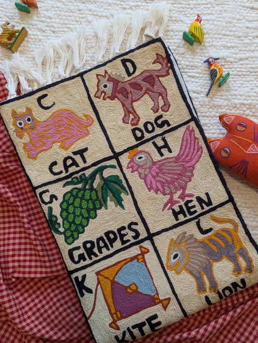Tapestry Hand Crewel Embroidery ABC - 'Gulabi'
