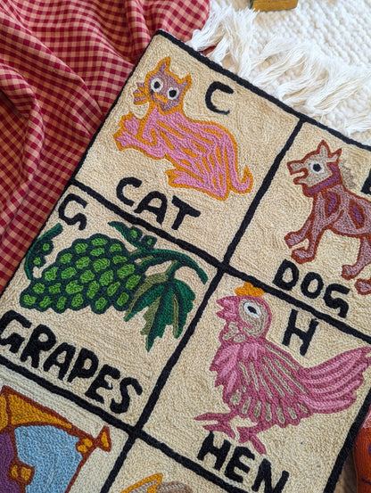 Tapestry Hand Crewel Embroidery ABC - 'Gulabi'