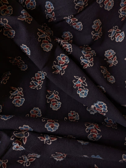 Kalamkari Fabric - Charcoal Buti