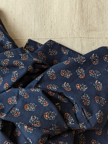 Kalamkari Fabric - Indigo Buti