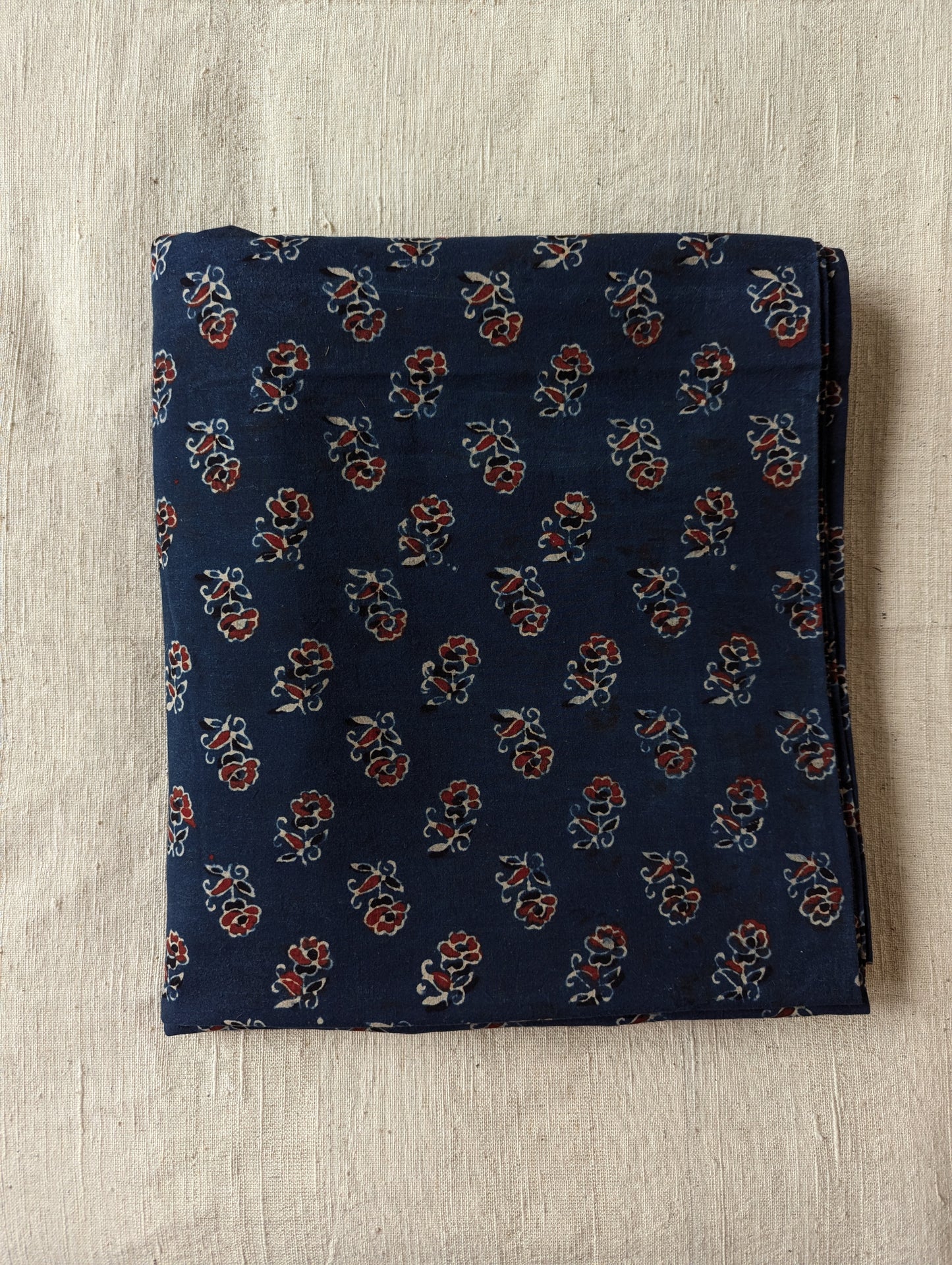 Kalamkari Fabric - Indigo Buti