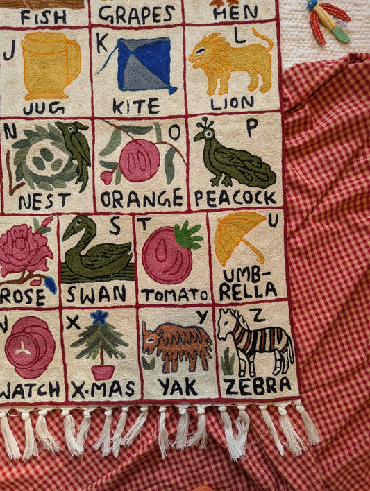 Tapestry Hand Crewel Embroidery ABC - 'Gulal'