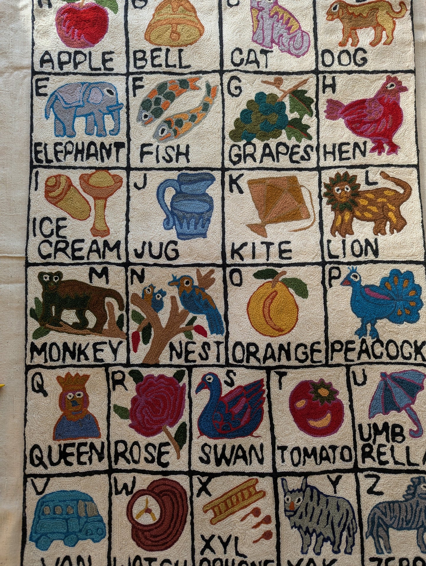 Tapestry Hand Crewel Embroidery ABC - 'Gulal'