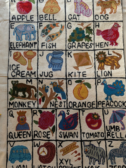 Tapestry Hand Crewel Embroidery ABC - 'Gulal'
