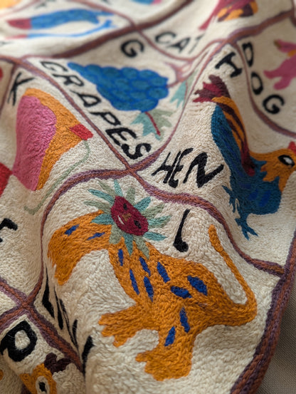 Tapestry Hand Crewel Embroidery ABC - 'Leela'