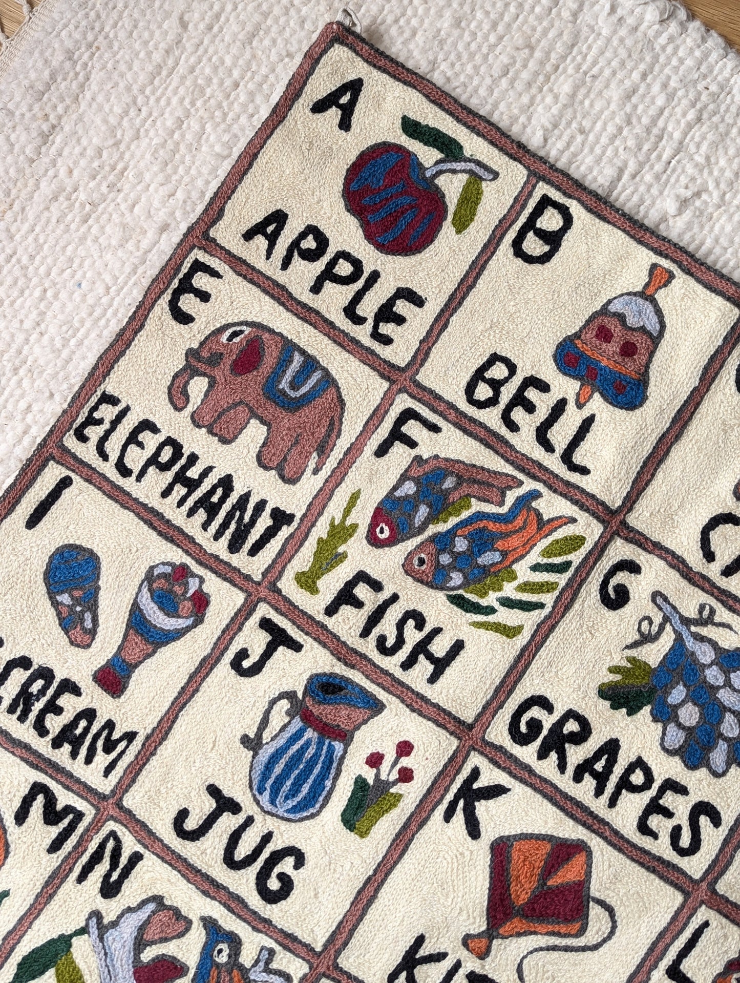 Tapestry Hand Crewel Embroidery ABC - 'Gulal'