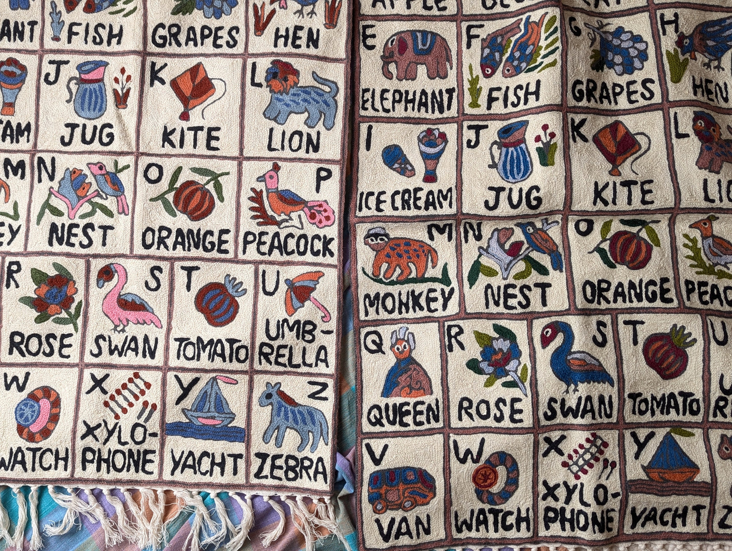 Tapestry Hand Crewel Embroidery ABC - 'Gulal'