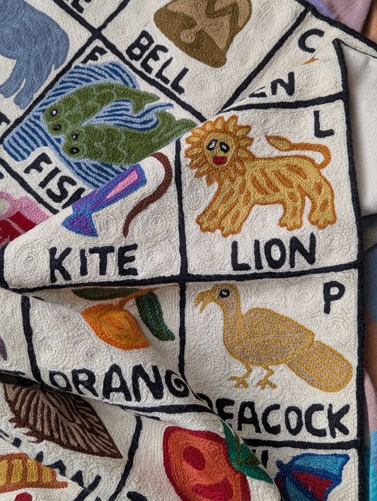 Tapestry Hand Crewel Embroidery ABC - 'Abeer'
