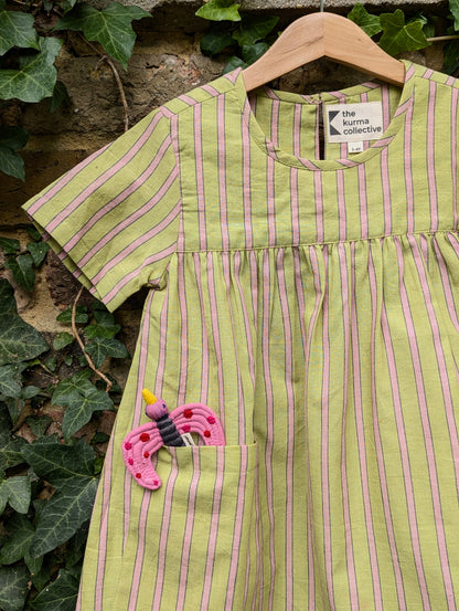 Matcha Stripes Kurma Kids Dresses
