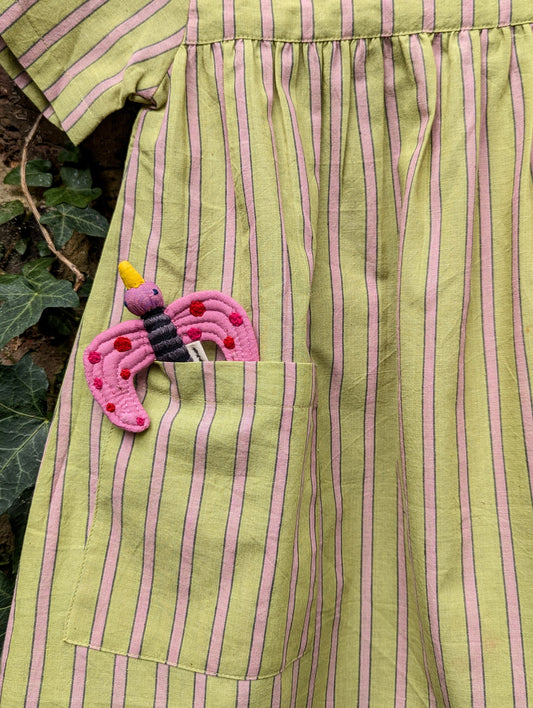 Matcha Stripes Kurma Kids Dresses