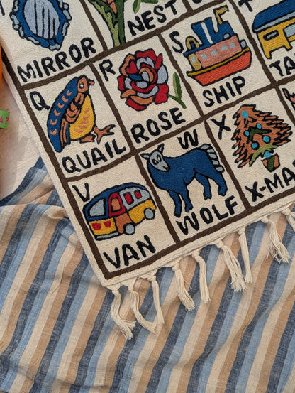 Tapestry Hand Crewel Embroidery ABC - 'Sunehri'