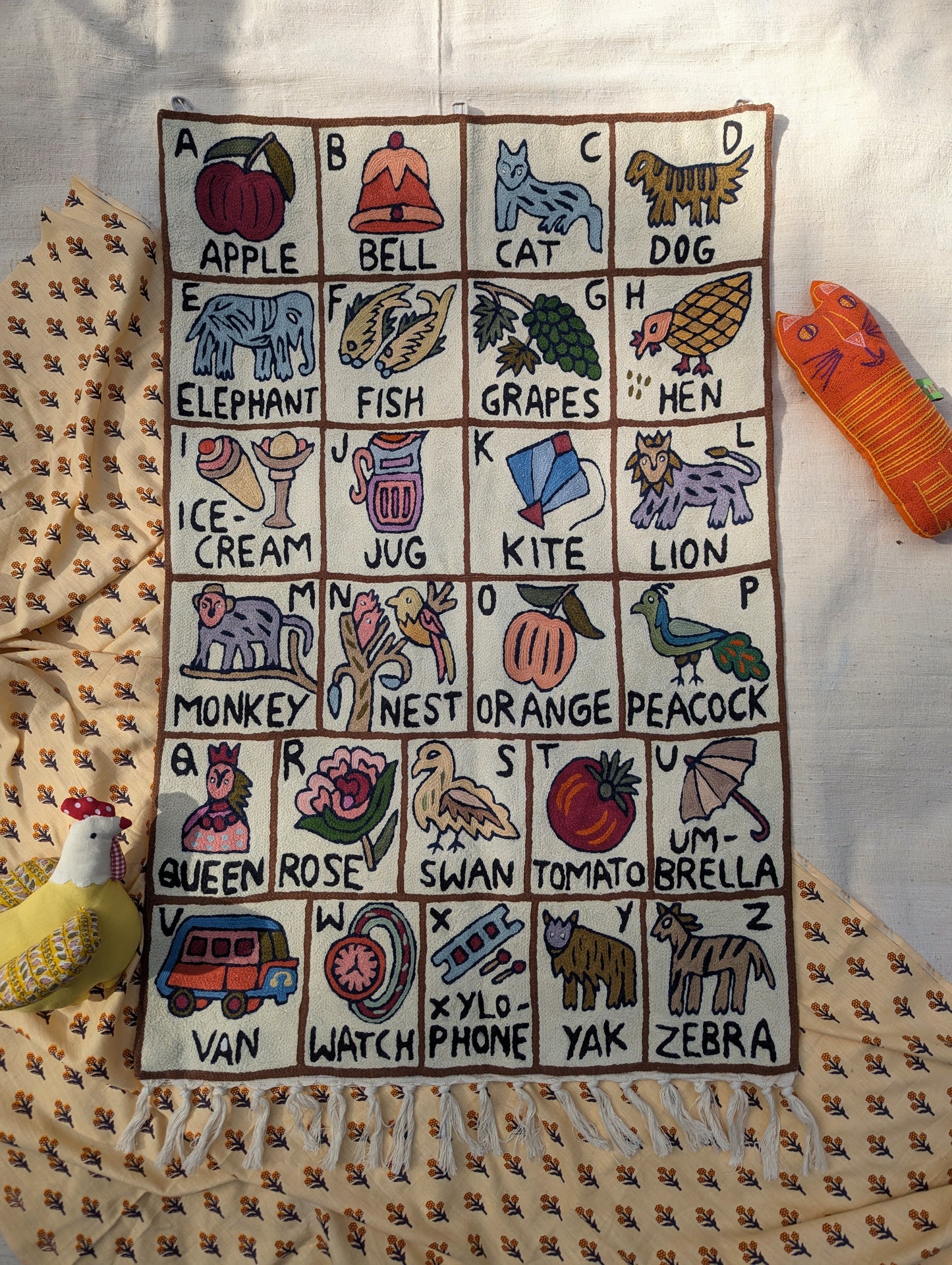 Tapestry Hand Crewel Embroidery ABC - 'Bhuri'