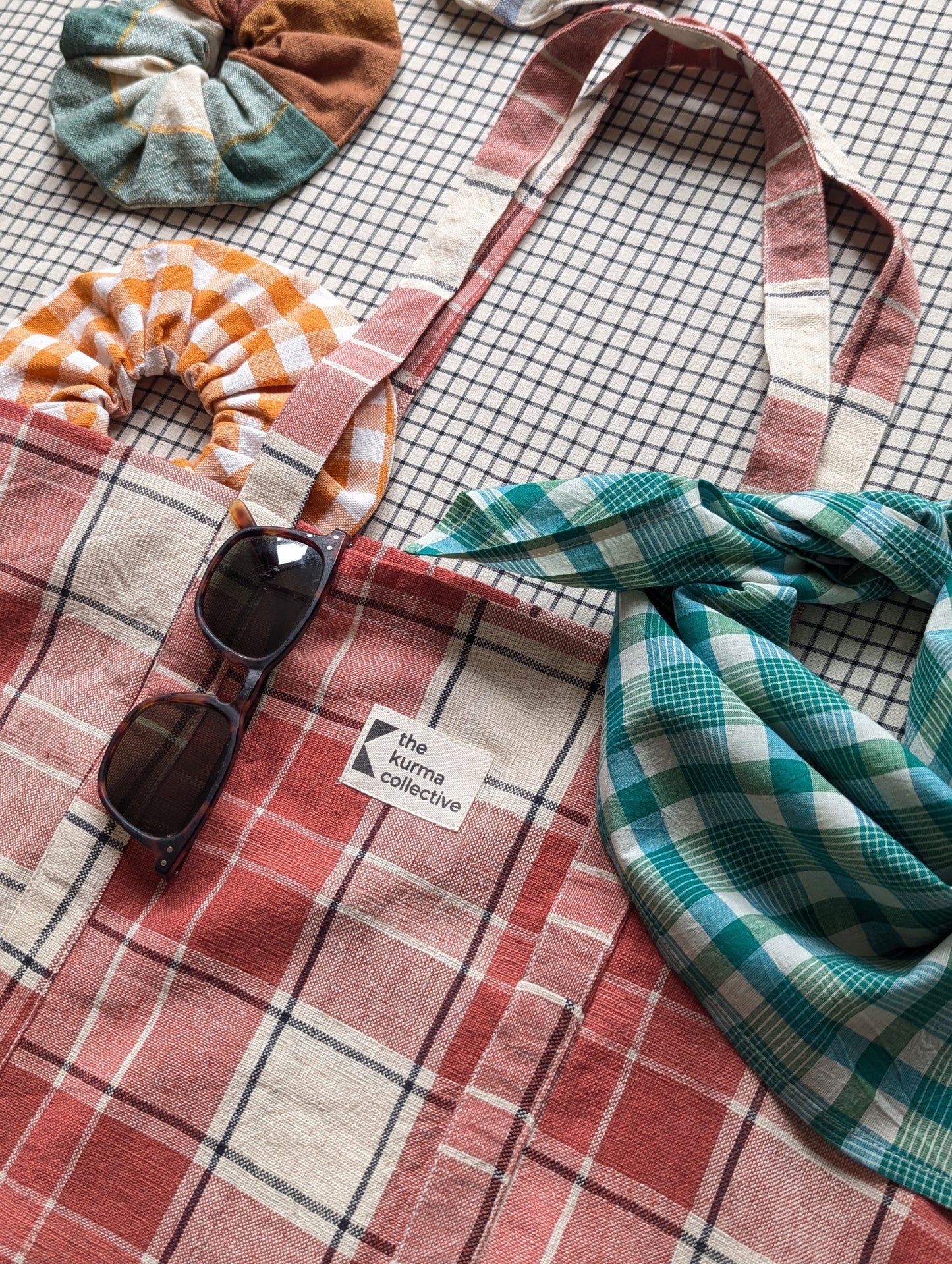 Everyday Bags - Coral Checks